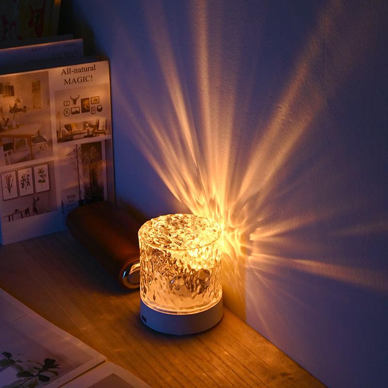 Water Ripple Rotating Projection Lamp Ambient Night Light - Wizcoffer