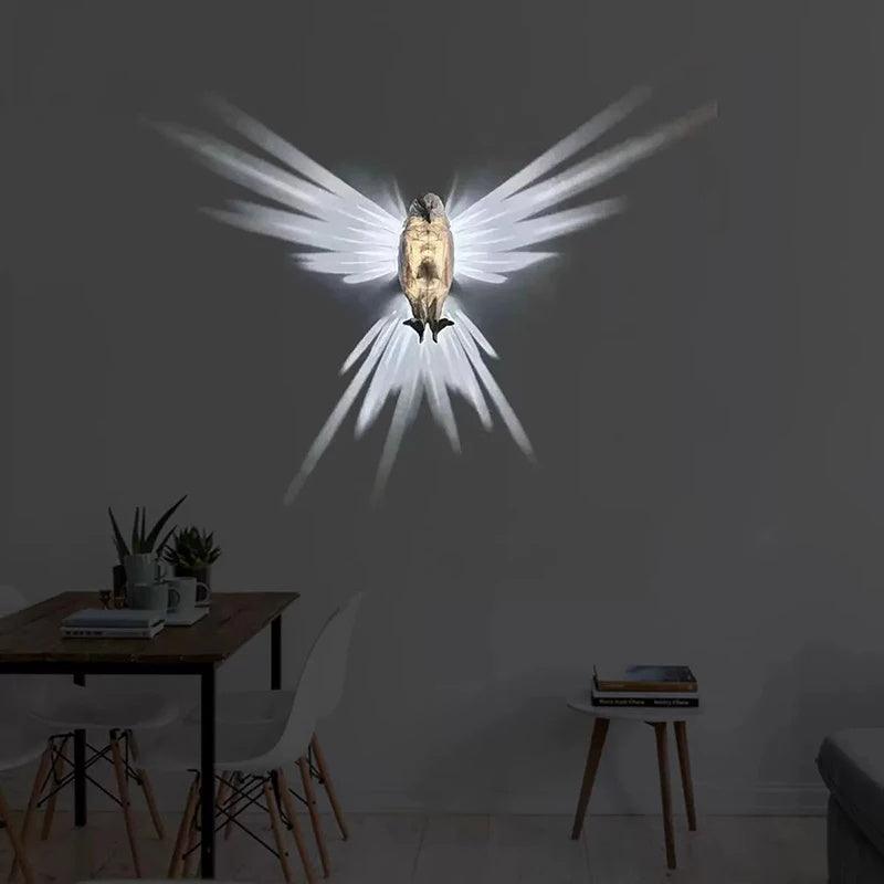 Modern Creative Bird Wall Lamp Owl Eagle Shape Projector Atmosphere Sconce Light 3D Print Body Animal Lighting Lustre Home Decor - Wizcoffer