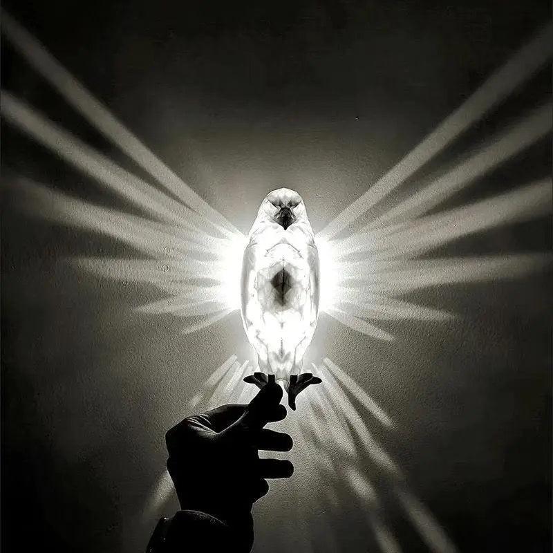 Modern Creative Bird Wall Lamp Owl Eagle Shape Projector Atmosphere Sconce Light 3D Print Body Animal Lighting Lustre Home Decor - Wizcoffer