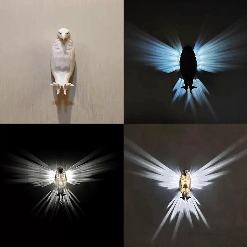 Modern Creative Bird Wall Lamp Owl Eagle Shape Projector Atmosphere Sconce Light 3D Print Body Animal Lighting Lustre Home Decor - Wizcoffer