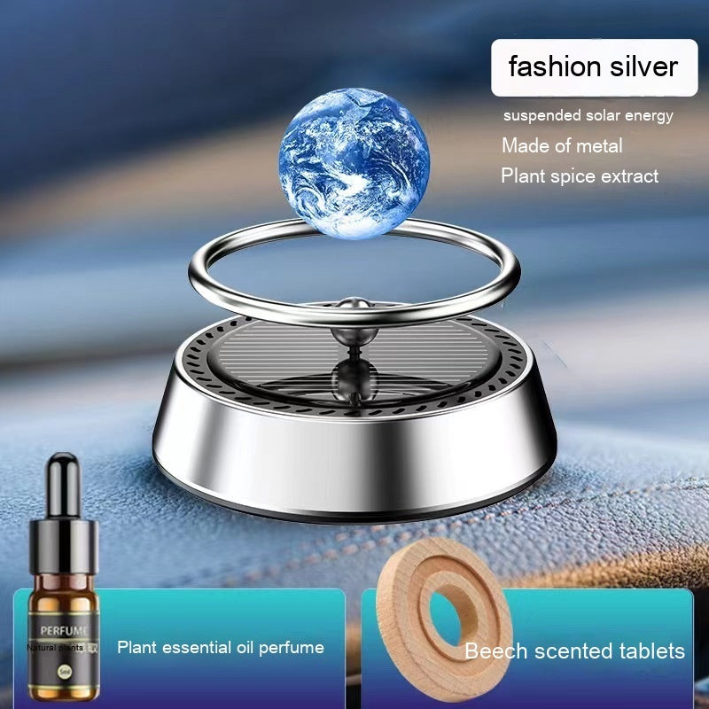 Solar Energy Rotating Car Aromatherapy Aluminum Alloy Car Interior Decoration Ornament - Wizcoffer