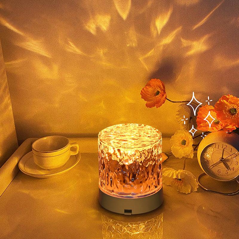Water Ripple Rotating Projection Lamp Ambient Night Light - Wizcoffer