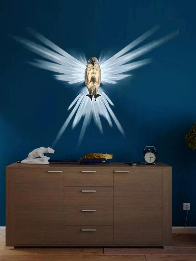 Modern Creative Bird Wall Lamp Owl Eagle Shape Projector Atmosphere Sconce Light 3D Print Body Animal Lighting Lustre Home Decor - Wizcoffer