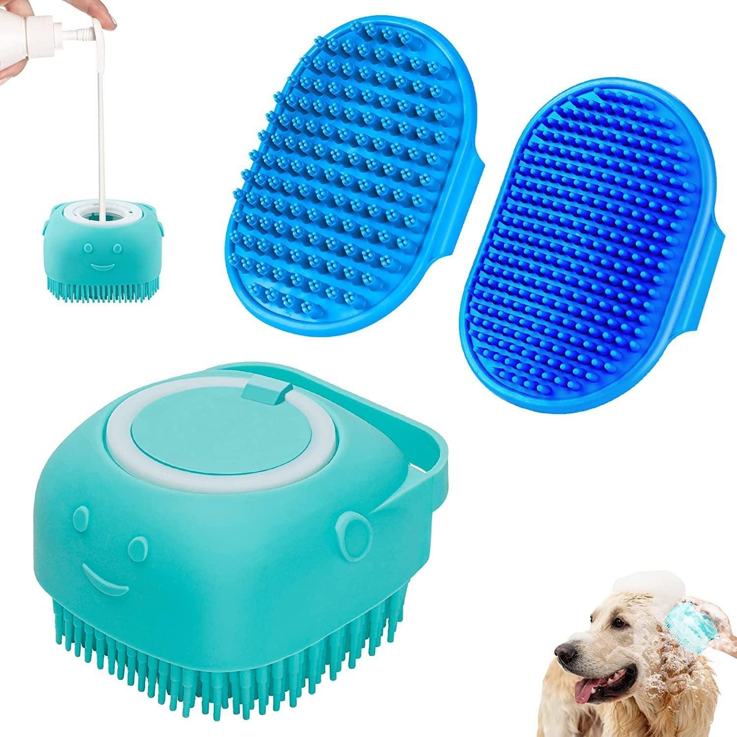 3-piece Set Dog Bath Brush Shampoo Brush Massage Brush With Adjustable - Wizcoffer
